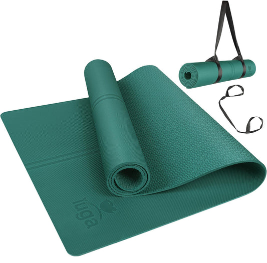 Eco Friendly Yoga Mat with Alignment Lines (GREEN)