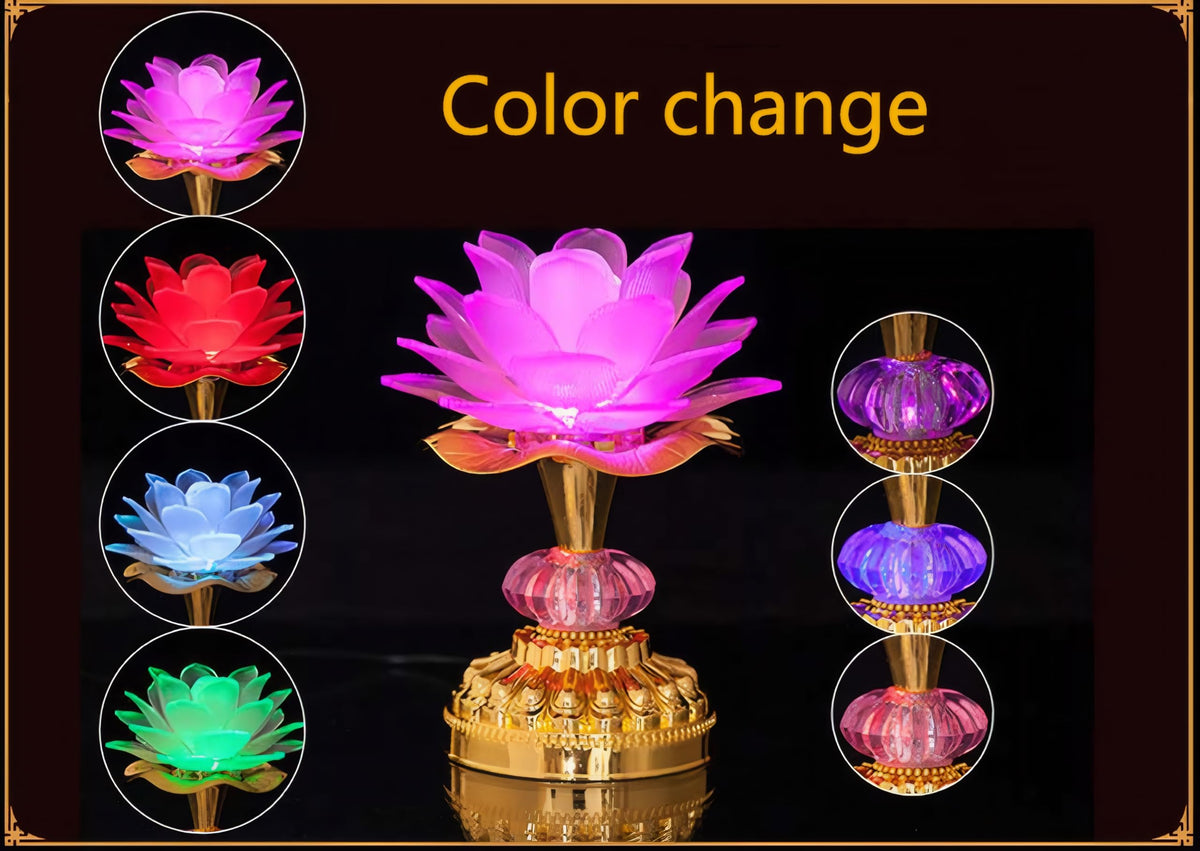 Colorful LED Lotus Buddhist Lamp Gradient Buddha Light (Pink)