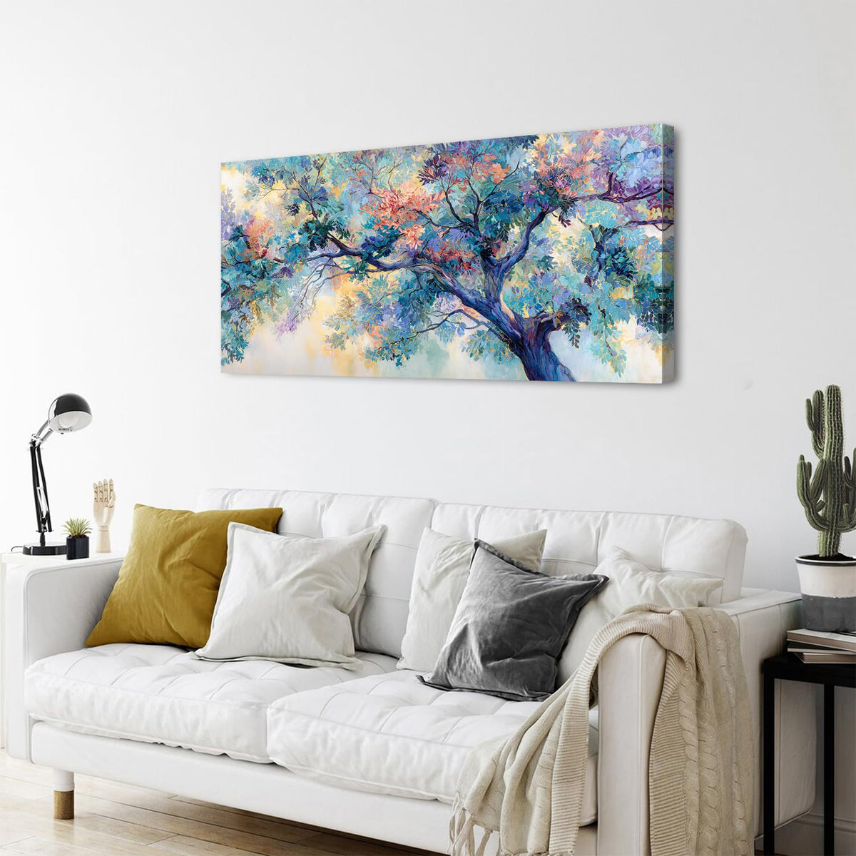 Colorful Tree of Life Wall Art Abstract Forest Wall Decor Blooming Floral Pictures for Living Room Graffiti Watercolor Nature Landscape Canvas Prints Painting Artwork Bedroom Home Decoration 24x48" (48"L x 24"W / Colorful Tree)