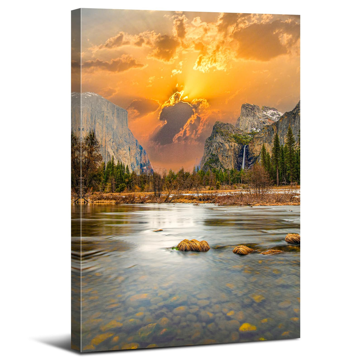 Forest Wall Art Mountain Pictures Wall Decor Sunset American National Park Posters California Landscape Pictures Nature Kings Canyon Lake Artwork for Bathroom Bedroom Home Decorations 16x24" (24"L x 16"W / Yosemite)