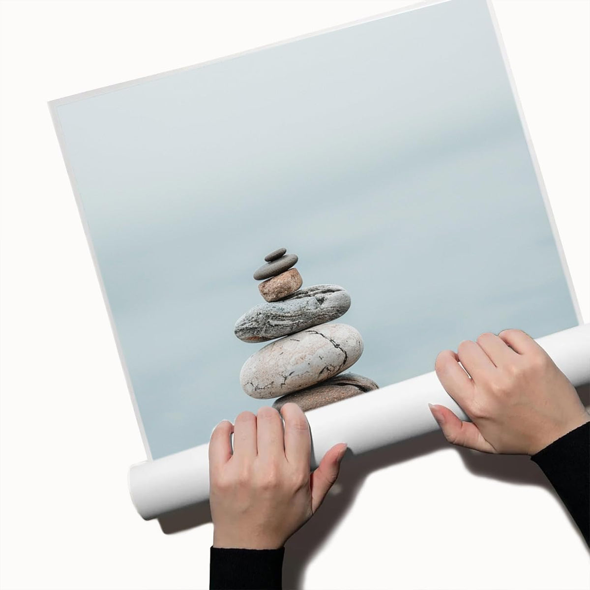 Minimal Zen Rock Stack Wall Art (Unframed-6 / 16"L x 20"W)