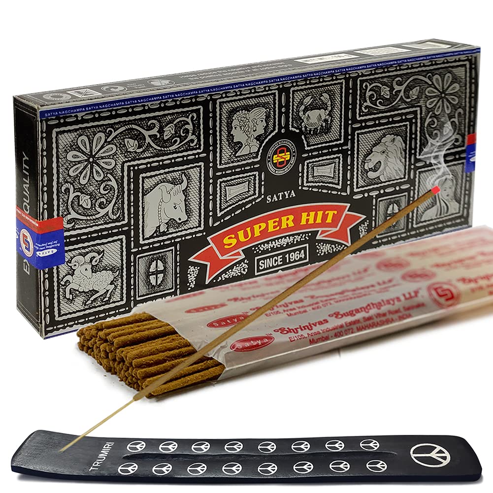 Incense Stick Holder Bundle with Satya Super Hit 100g Incense Sticks (Super Hit 100g - Pack of 1)