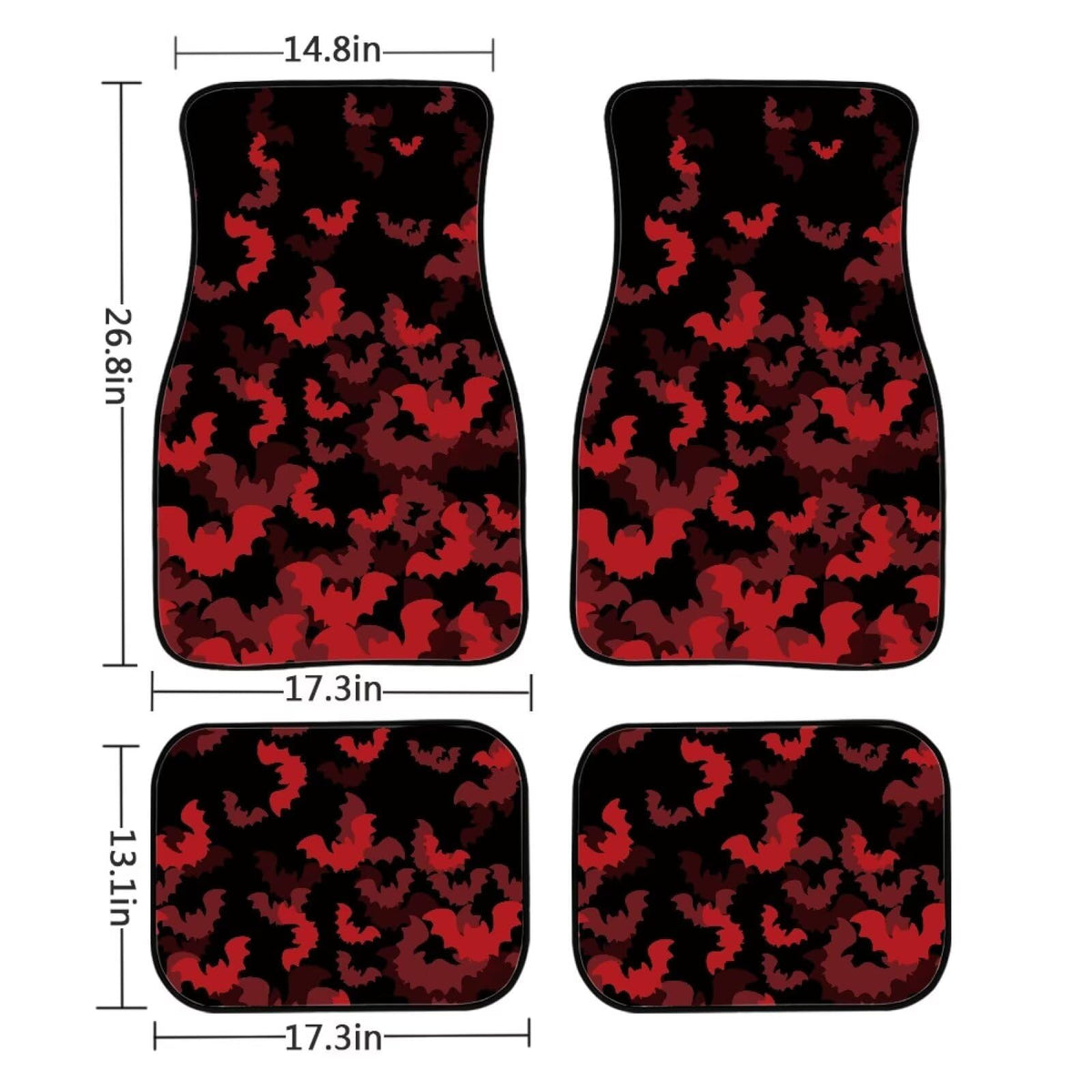 Halloween Bat Car Floor Mats Red Automotive Floor Mats Rubber Cars Foot Mat Full Set 4 Piece Auto Carpet Mat Protector Universal Hallowenn Car Accessories (Red Halloween Bat)