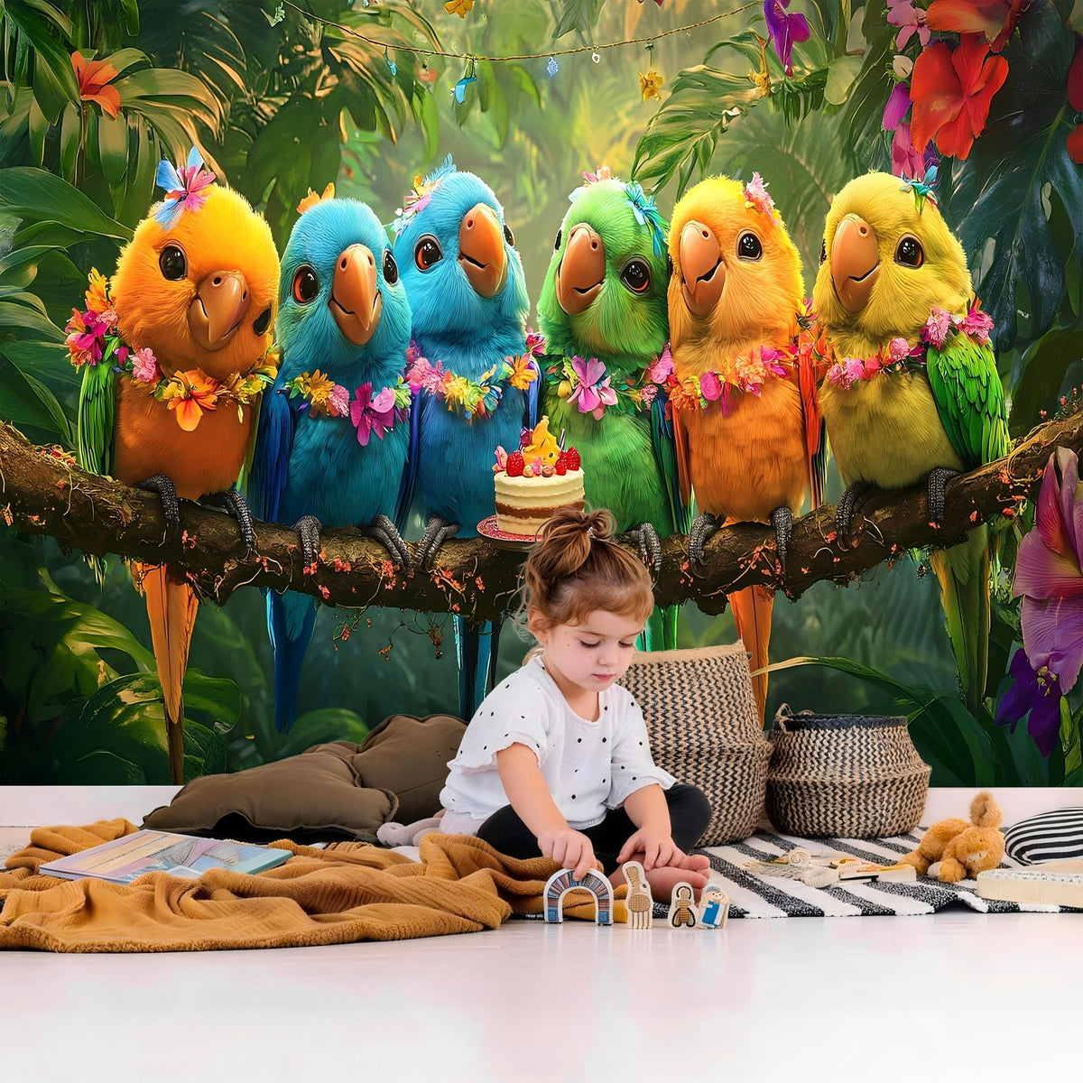 Peel Stick Wall Mural Wallpaper Parrots 157"x108" Decor A11 (A11 / 157" x 108")
