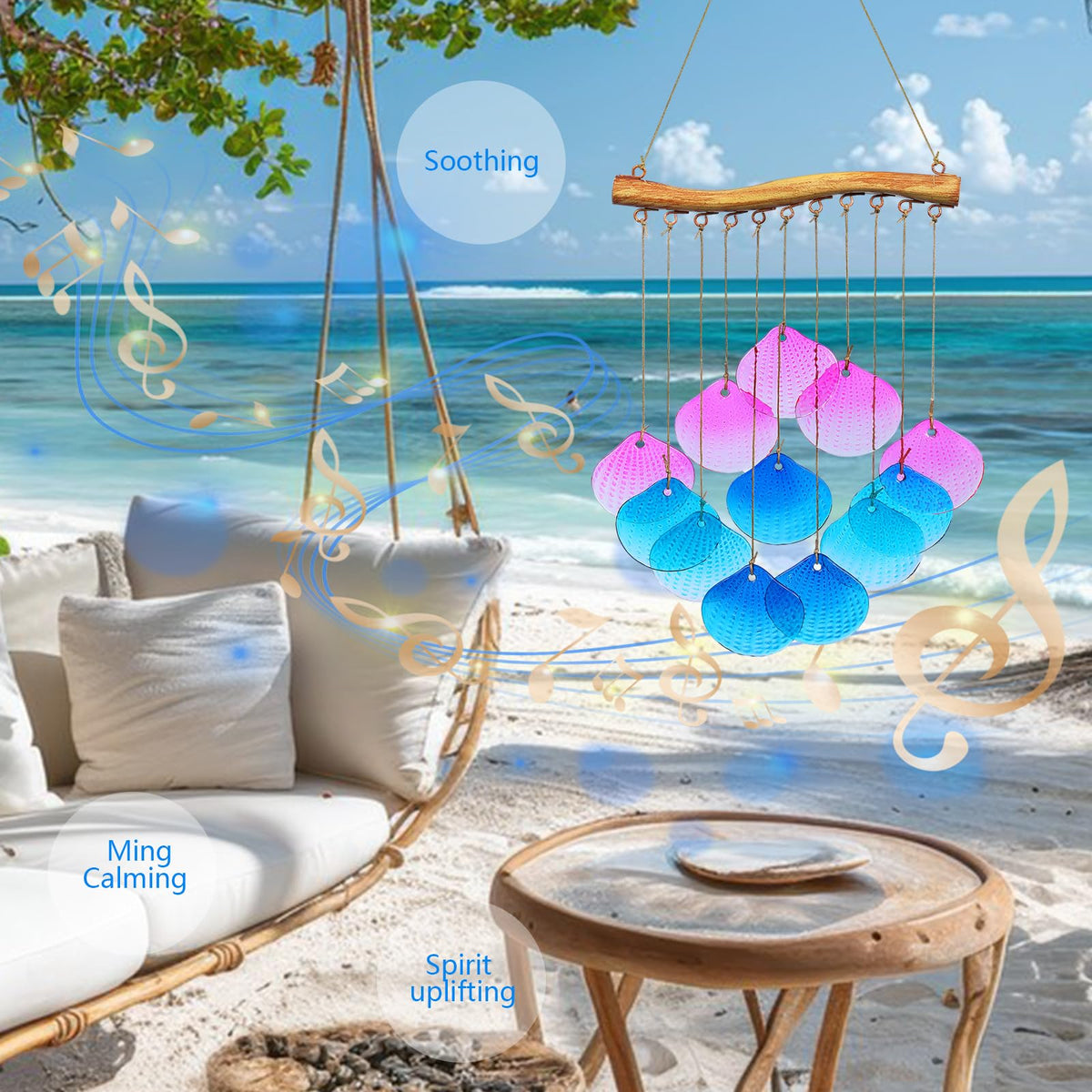 Glass Shell Wind Chimes for Outdoor Decor
