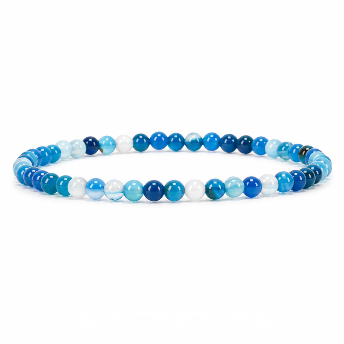 Lace Agate Blue Bracelet 4mm Beaded Bracelet (Lace Agate Blue / Medium)