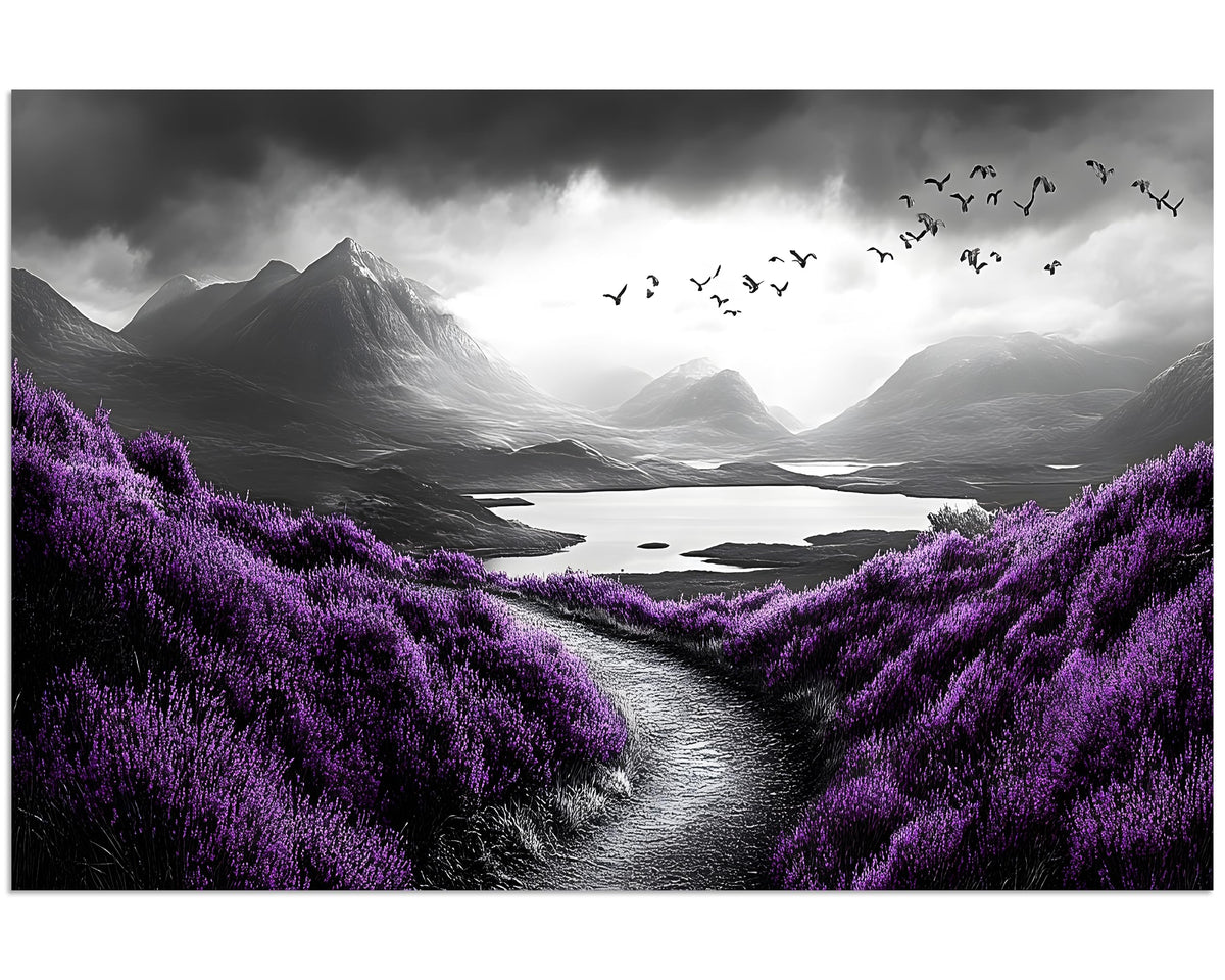 1 Panel Purple Picture for Bedroom Purple Flowers Landscape Paintings Canvas Wall Art Purple Pictures on Canvas Stretched and Framed for Home Decor Living Room Bedroom Wall Art 16x24 inch (24"L x 16"W / Purple Flower 11)