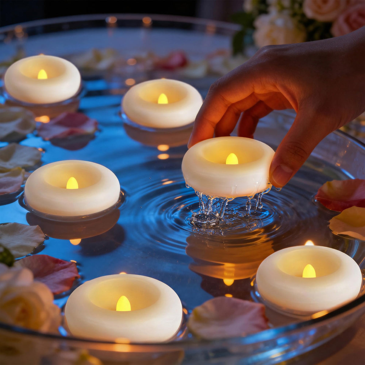 LED Floating Candles Flameless Tealights 2.75" (12 Pack)