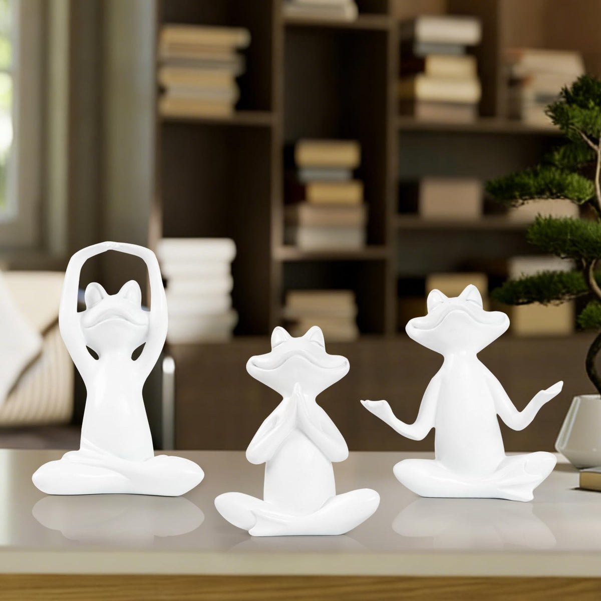 White Frog Yoga Figurines 3 Pcs (White Frog-3)