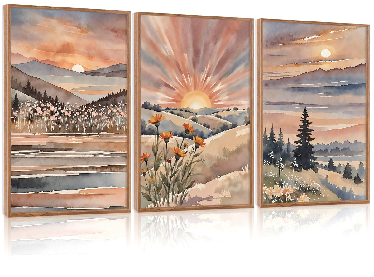 Boho Sun Canvas Wall Art Set (Watercolor / 16"L x 24"W)