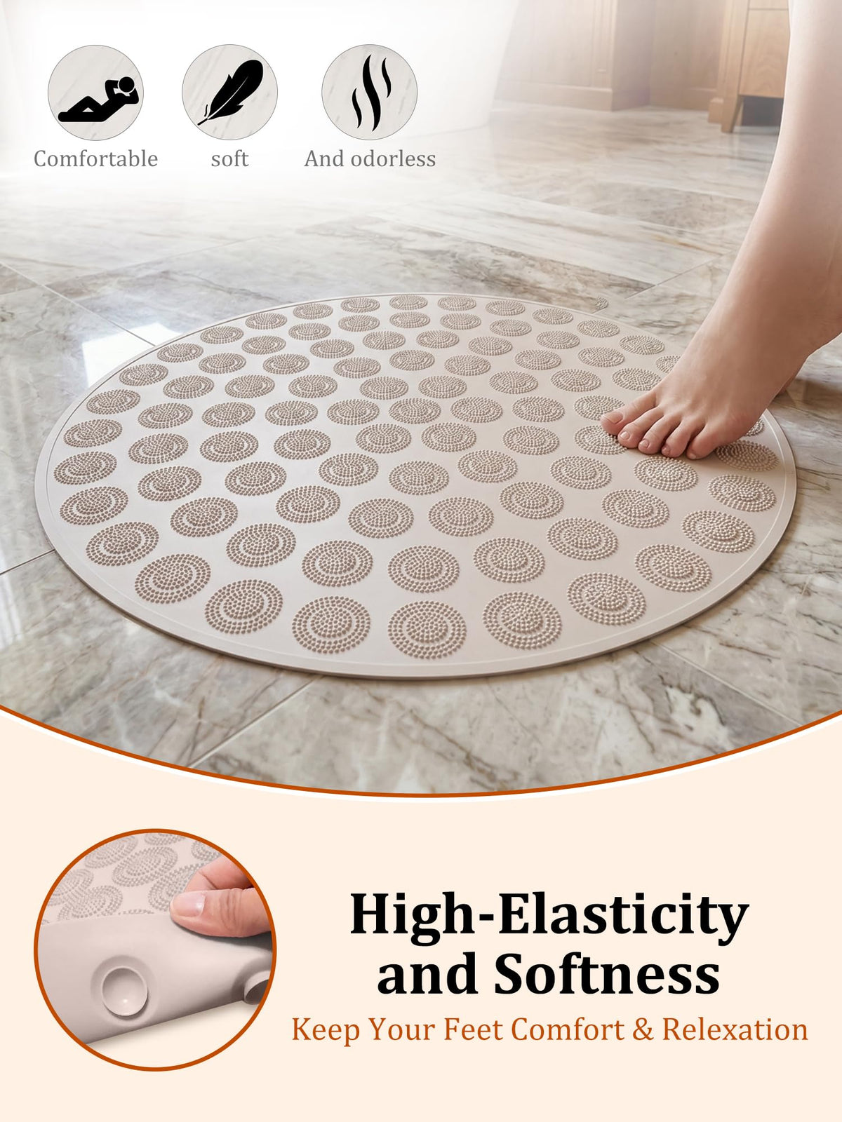 Large 28.35'' Silicone Slow Jogging Mat (Khaki / 28.34 x 28.34 Inch)