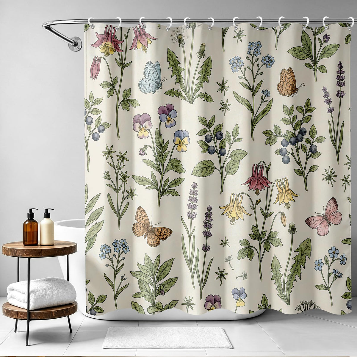 Floral Spring Shower Curtain (Green - Botanical Floral / 72"W x 72"L (Pack of 1))