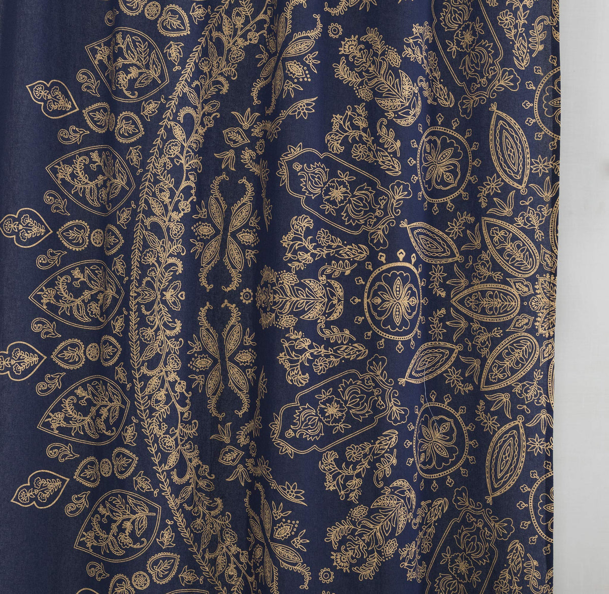 Indian Hippie Mandala Bohemian Beautiful Blue Gold Window Drapery Curtain Bedroom Living Room Balcony Valance Panels (38"W x 83"L (Pack of 2) / Blue Gold)