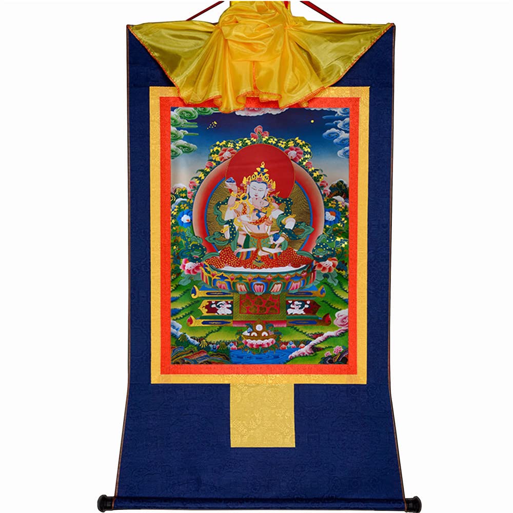 Dorje Sempa Vajrasattva in Yab Yum Thangka Tibetan Thangka Art (Vajrasatva / 13.8"L x 11"W)