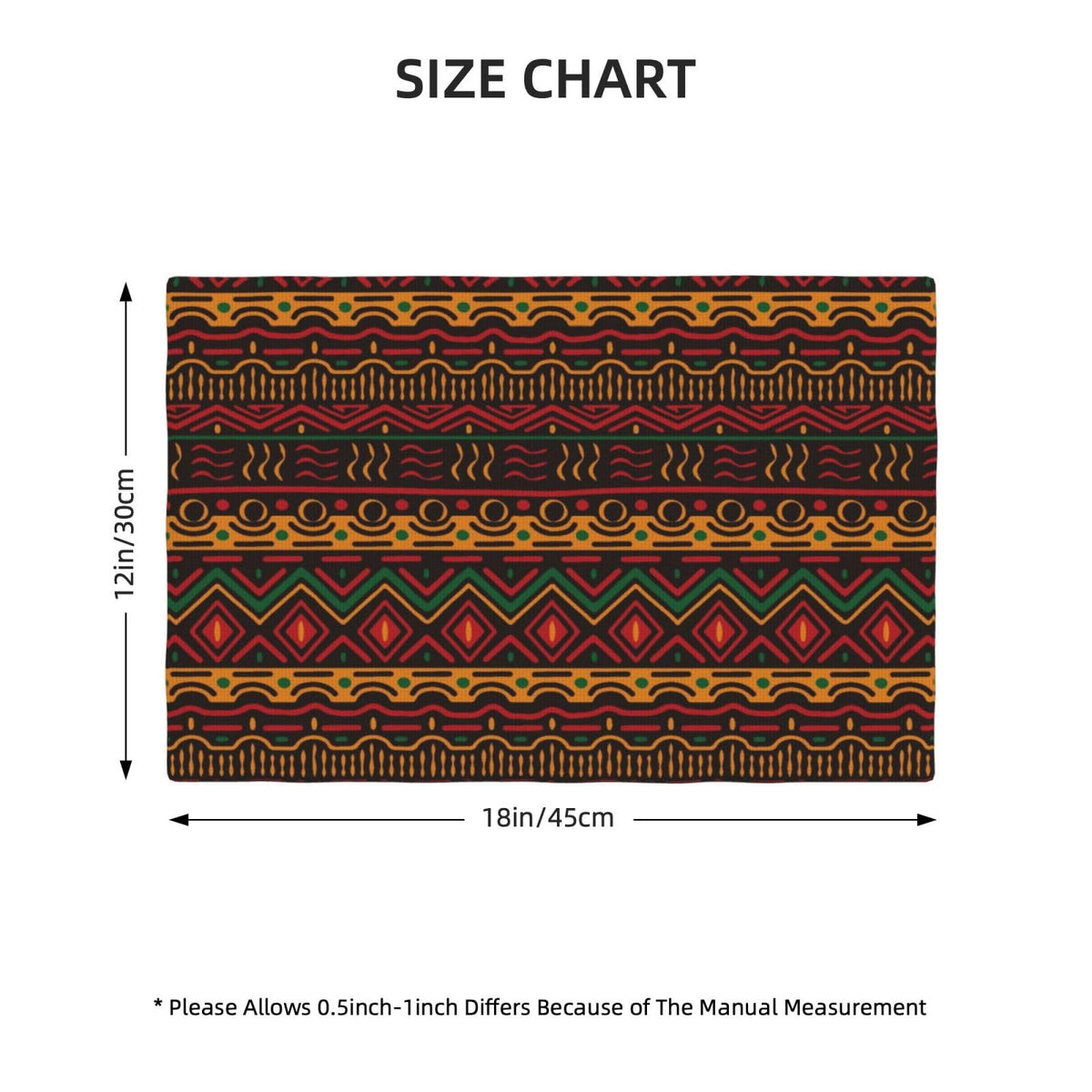 Traditional African Tribal Placemats Set of 4 Washable 12x18 Inch (Red Brown / 4PCS)