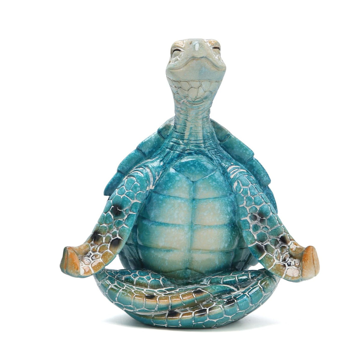 Yoga Turtle Figurine Decoration Meditation Sea Turtle Sculpture for Coastal Ocean Home Decor Relaxing Zen Gift for Office Living Room (Blue)