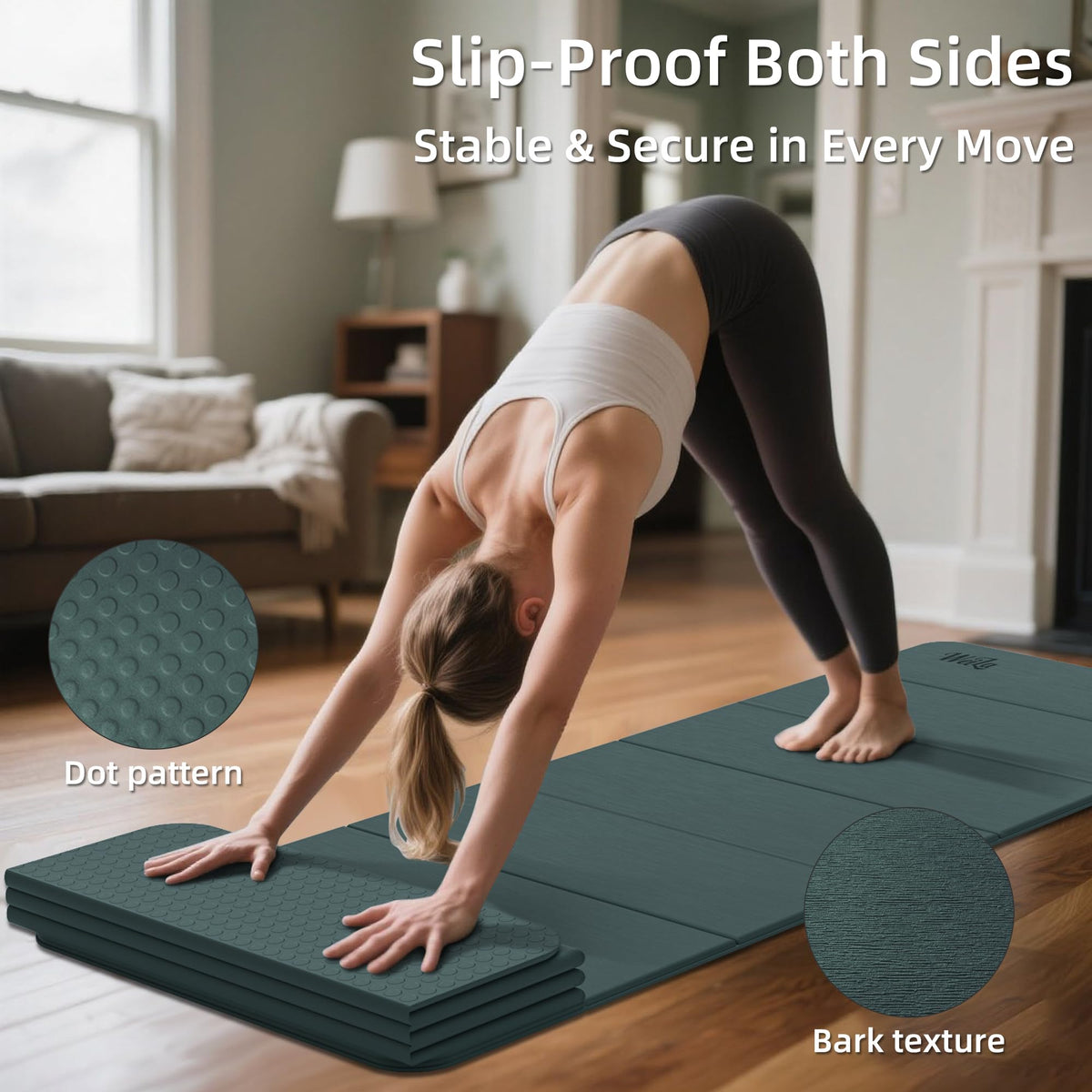 1 2 Inch 70"x24" Foldable TPE Yoga Mat (Avocado)