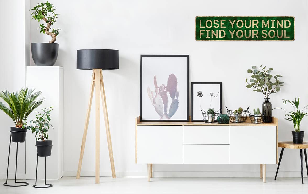 Lose Your Mind Find Your Soul Yoga Metal Wall Decor 4x16 Inch (Lose Your Mind Find Your Soul)