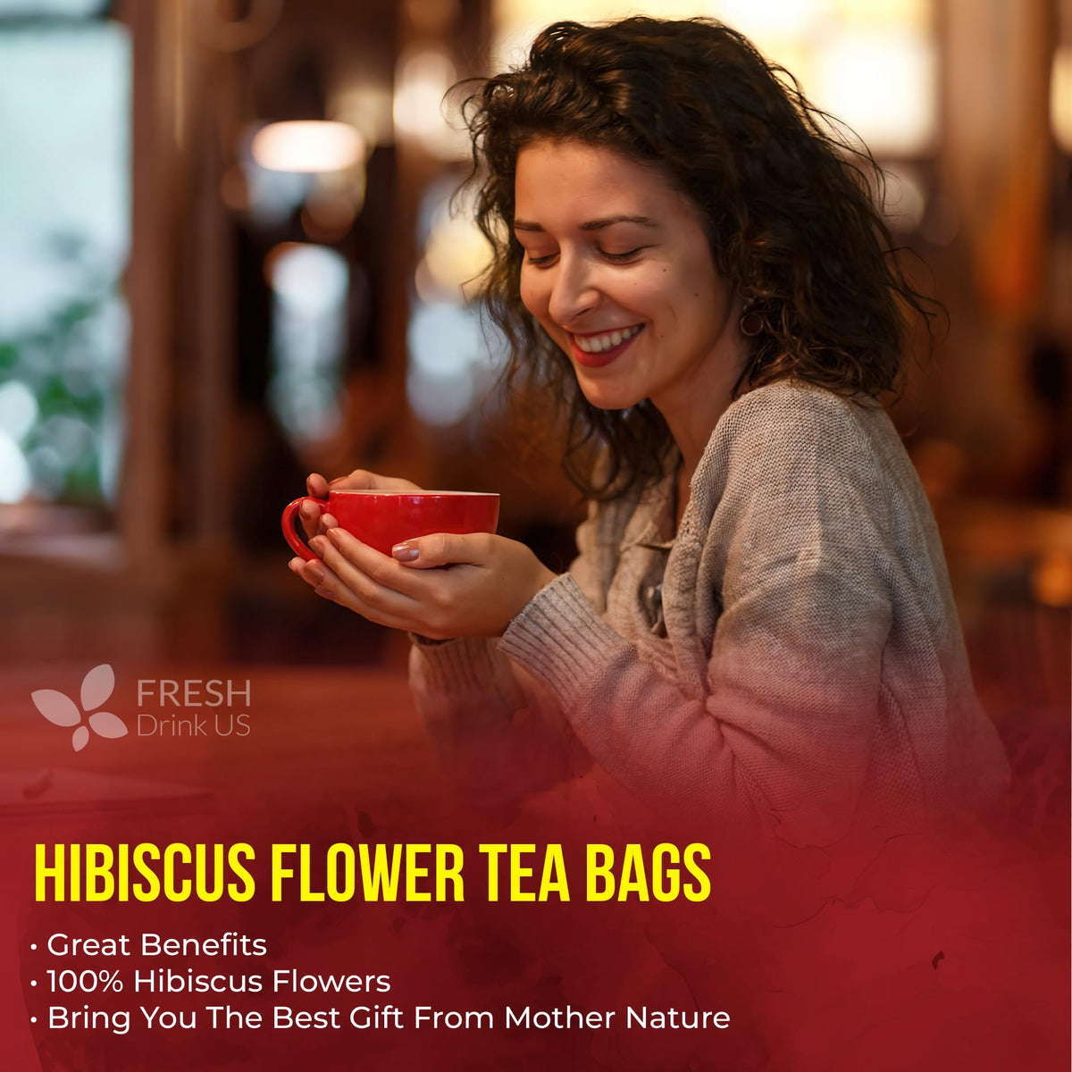 Premium 10 Hibiscus Flowers Tea Bags (10 Tea Bags)