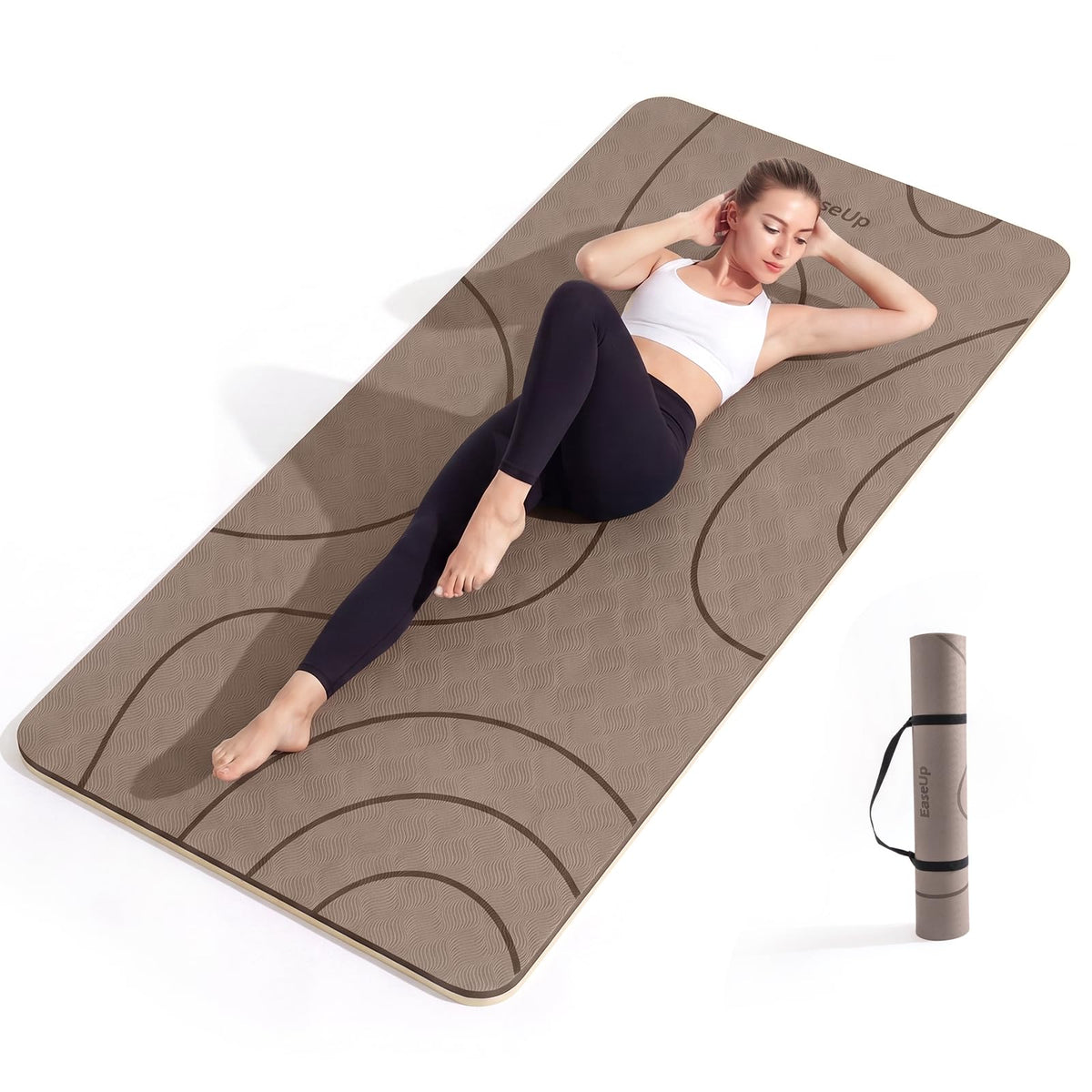 Large Yoga Mat 73x35.5x0.4" (Brown/Beige)