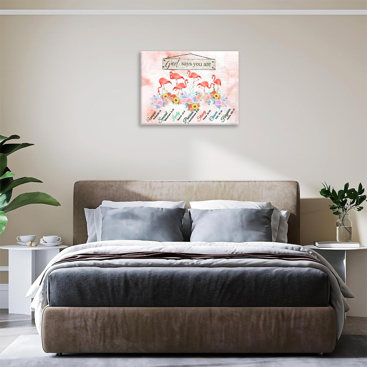Flamingo Canvas Wall Art Inspirational Painting Framed ArtWork 16"x24" (Flamingoes / 24"L x 16"W)