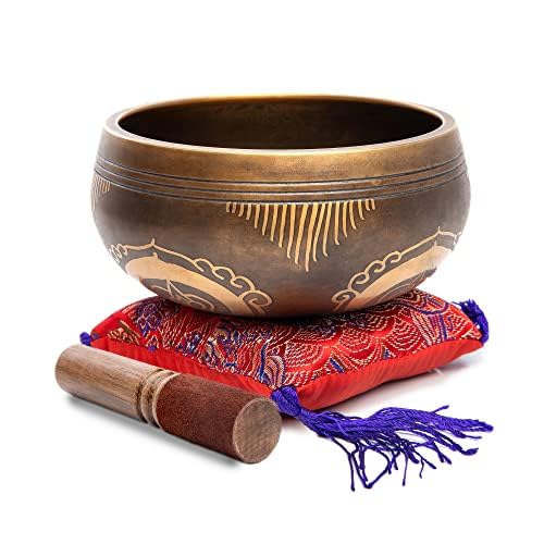 Tibetan Singing Bowl Set (Brown - Maroon / 4 Inches)