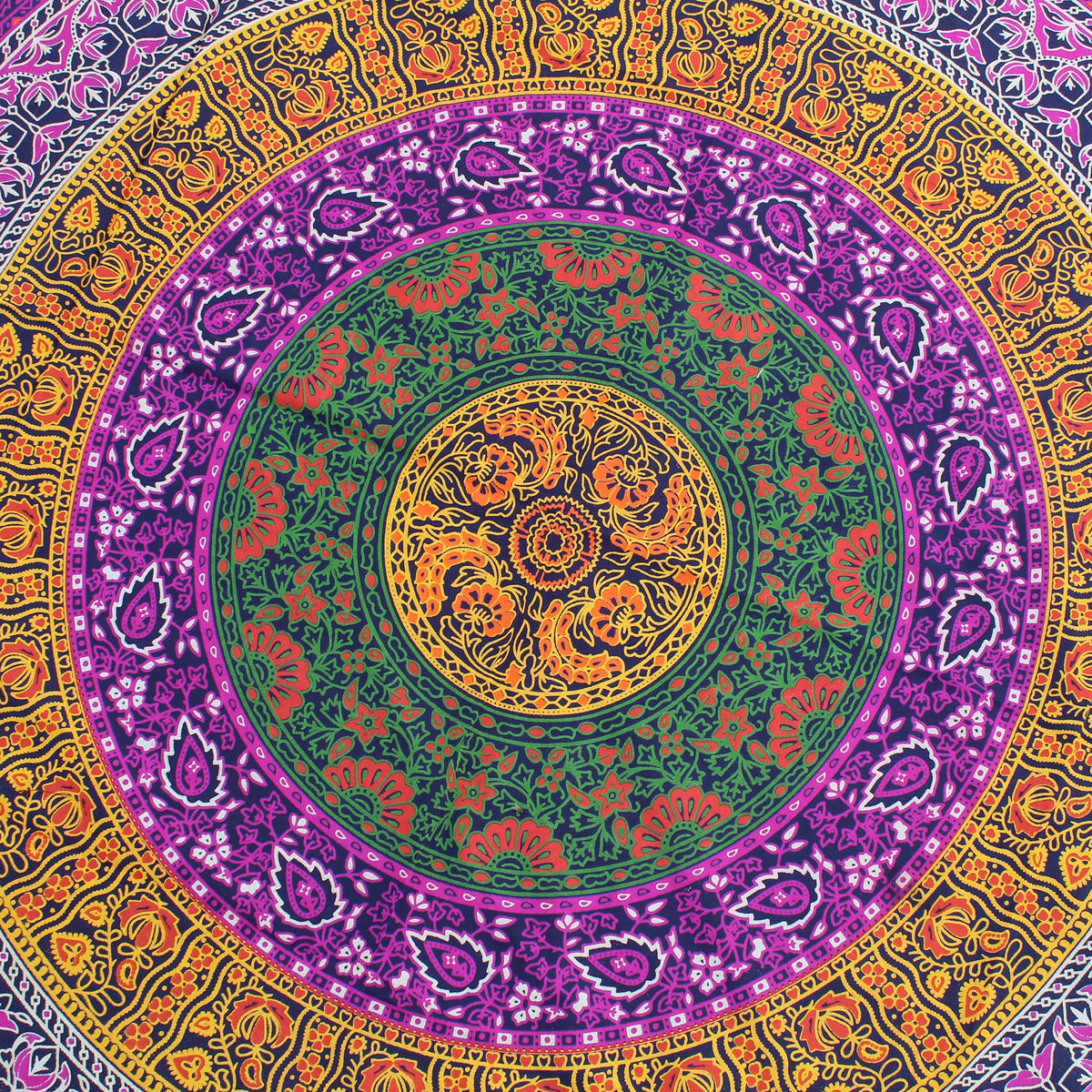 Round Beach Tapestry Turquoise Mandala Throw (5'10" (Round) / 6 Color)