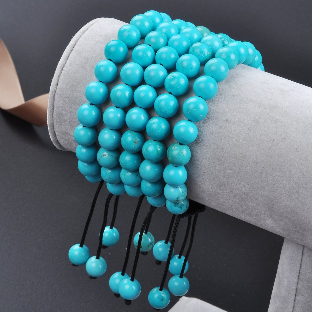 Natural Healing Power Gemstone Crystal Beads Unisex Adjustable Macrame Bracelets 6mm (Blue Turquoise / 6mm)