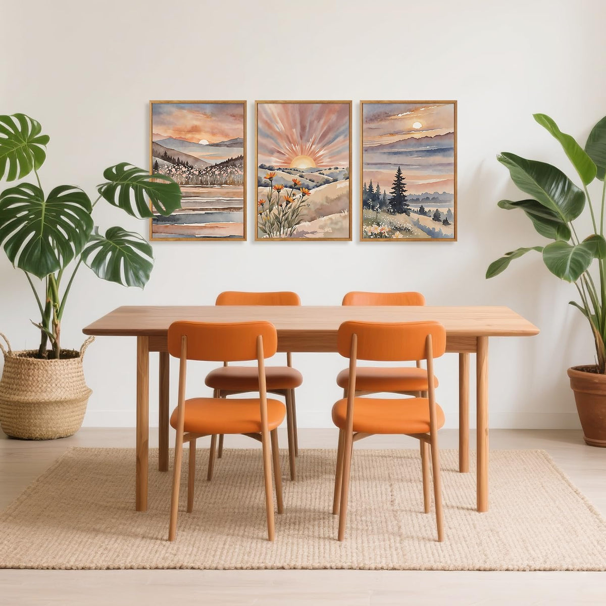 Boho Sun Canvas Wall Art Set (Watercolor / 16"L x 24"W)
