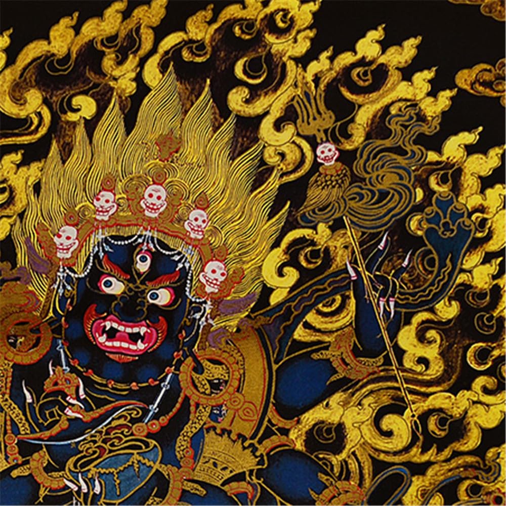 Dharmapala Mahakala Thangka Tibetan Thangka Art (Mahakala / 33.5"L x 24.8"W)