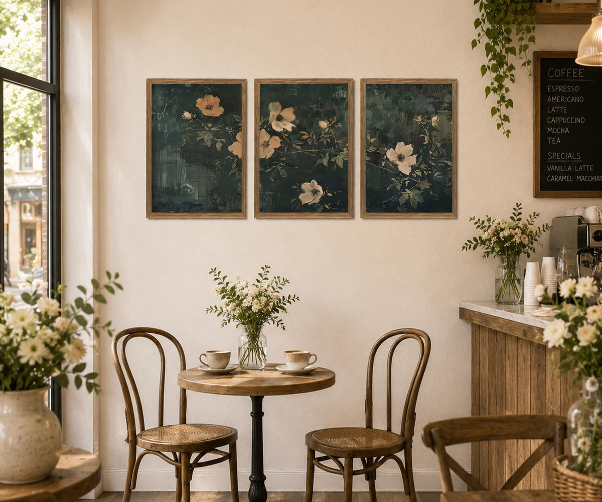Dark Green Floral Wall Art Moody botanical print 16x24In (Dark Green / 16 X 24 Inches)