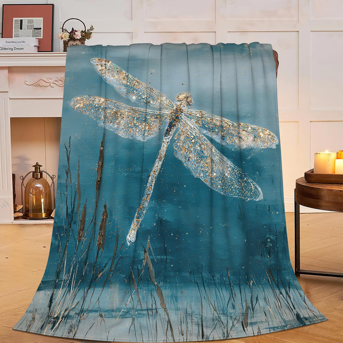Dragonfly Fleece Throw Blanket Animal Dragonflies Gifts Room Decor 50"x60" (Dragonfly / 50"X60")