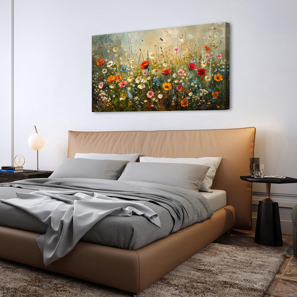 Rustic Wildflower Canvas Wall Art Country Botanical Picture Aesthetic Garden Flowers Landscape Painting Prints Artwork for Living Room French Poster Girls Bedroom Bathroom Sofa Home Decoration 30x60 (57.8"L x 30"W / Wildflowers)