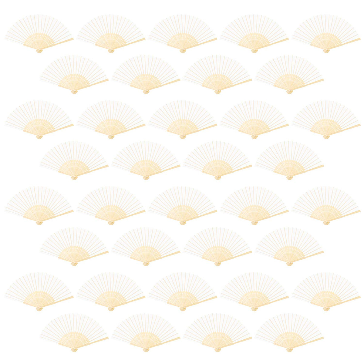 36 Pcs White Handheld Fans Silk Folding Fan (White)