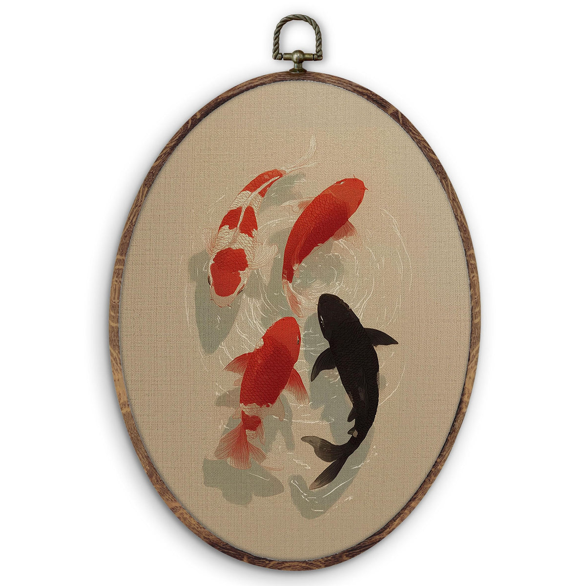 Japanese Koi Fish Oval Wall Art Decor (koi)