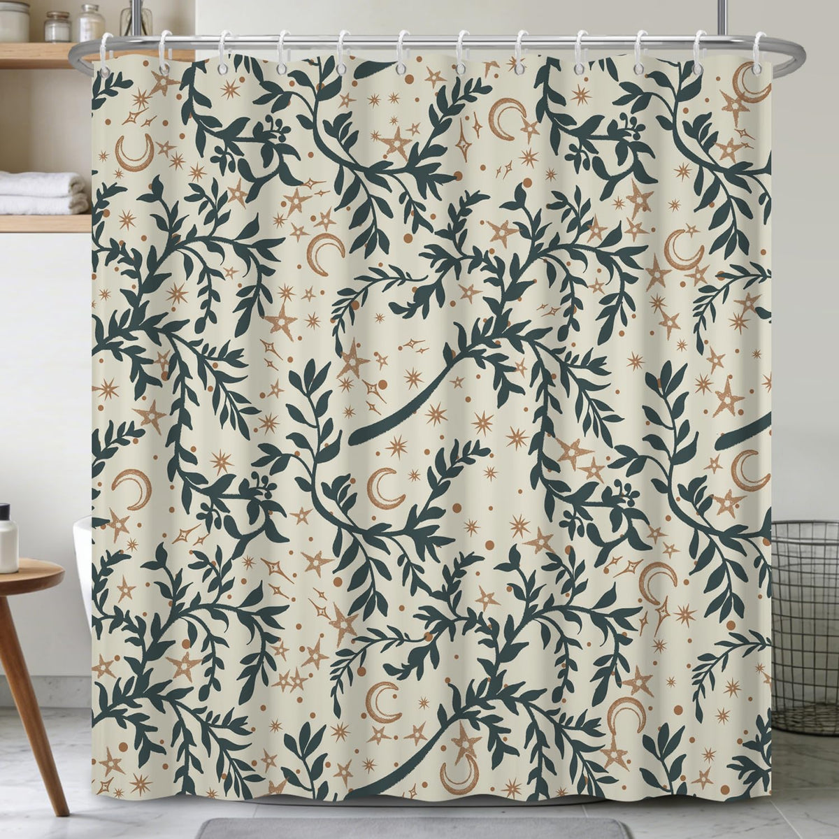 Boho Shower Curtain 71x74 Inch (Botanical and Moon)