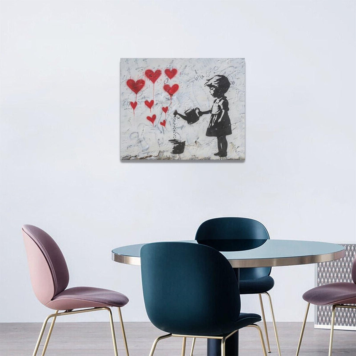 Banksy Girl Wall Art Heart Pictures Street Graffiti Canvas Wall Decor Kids Aesthetic Painting Pop Home Modern Artwork Decorations Framed for Living Room Bedroom Bathroom Office 20 x 16 inch (20"L x 16"W / kids)