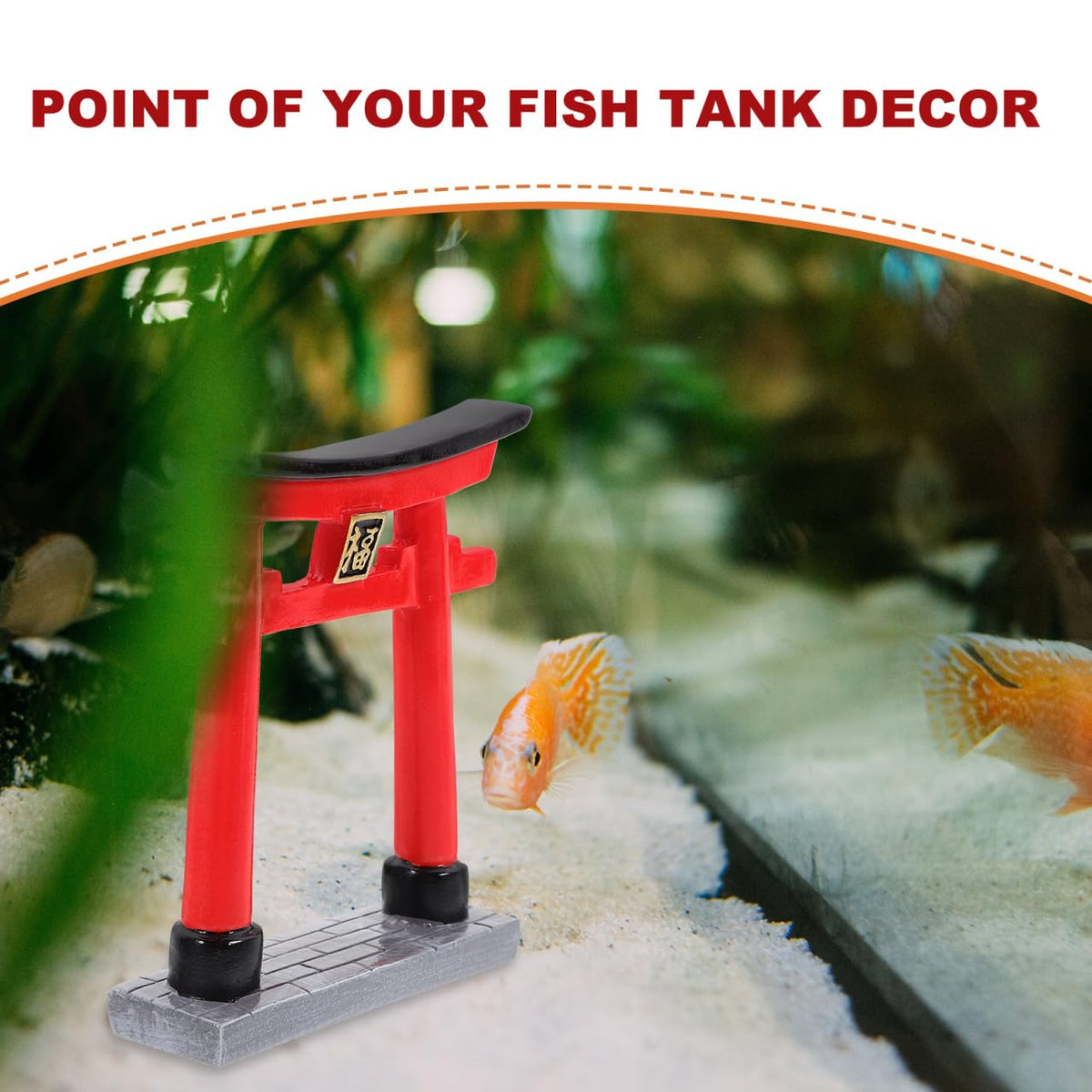 Japanese Torii Gate Aquarium Decor Statue Chinese Miniature Zen Garden Accessories Bonsai Mini Shinto Shrine Sculpture Micor Landscape Decorations Fish Tank Ornaments (7X7X1.5cm)