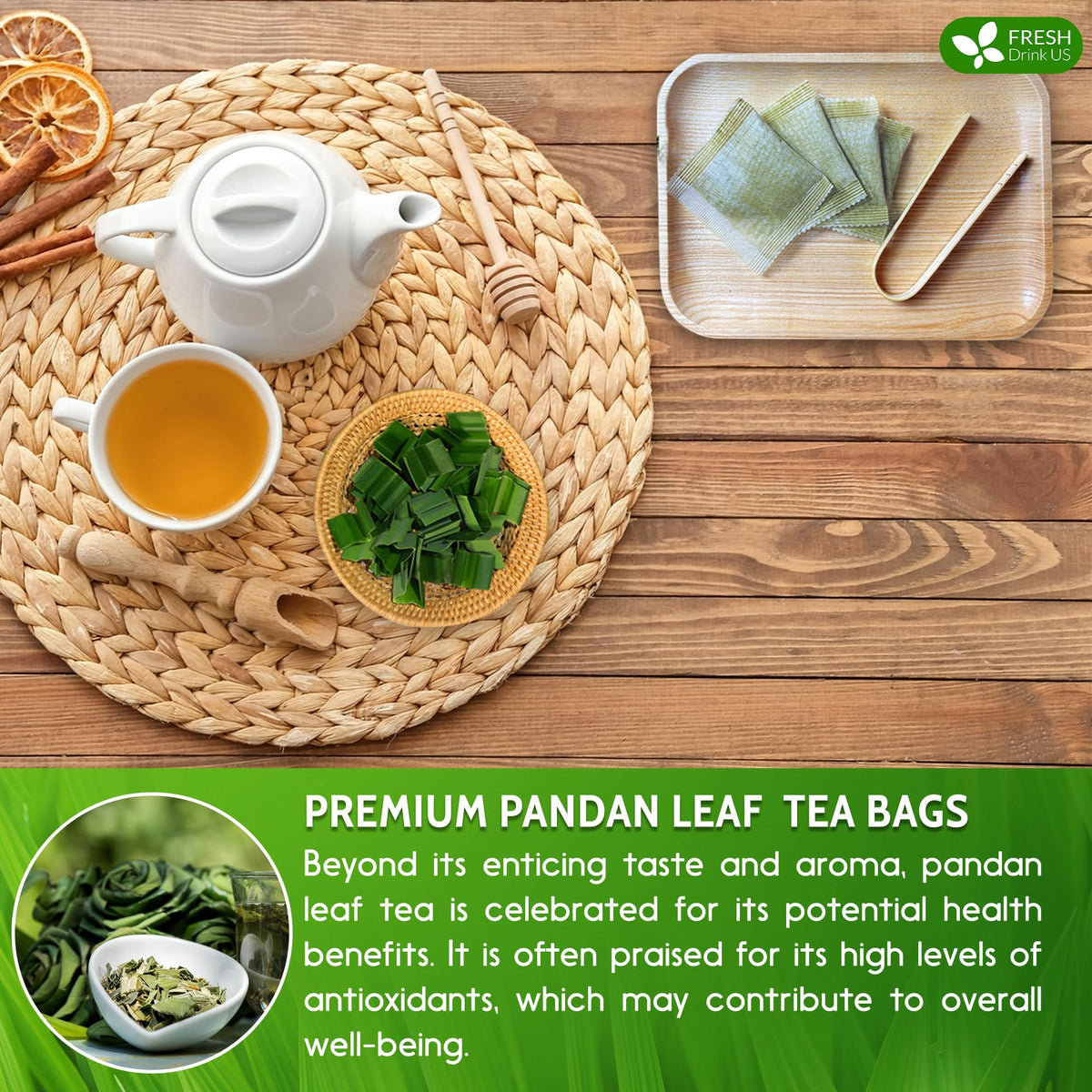 Premium Pandan Leaf Tea (55 Tea Bags)