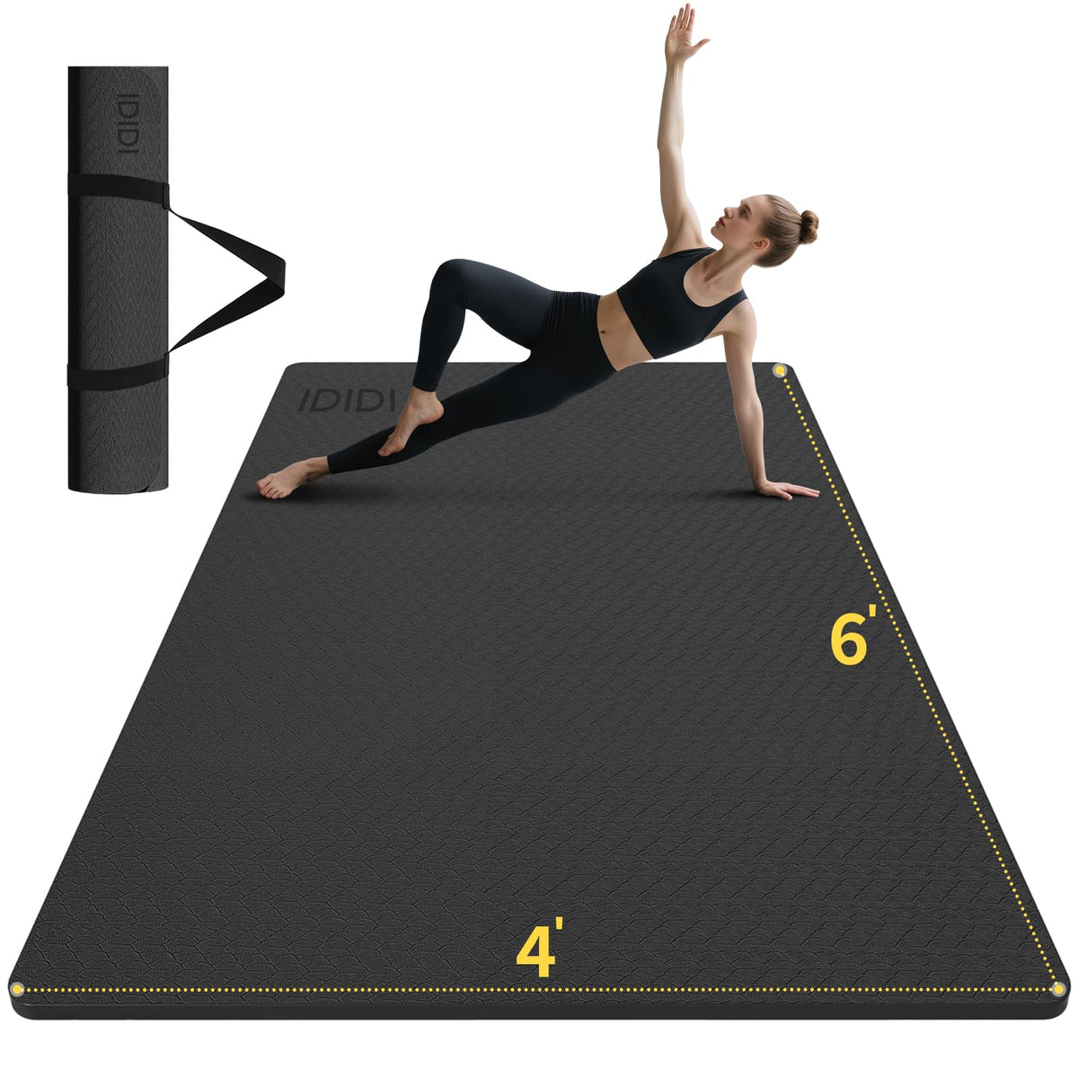 Large Yoga Mat (Black / 8mm)