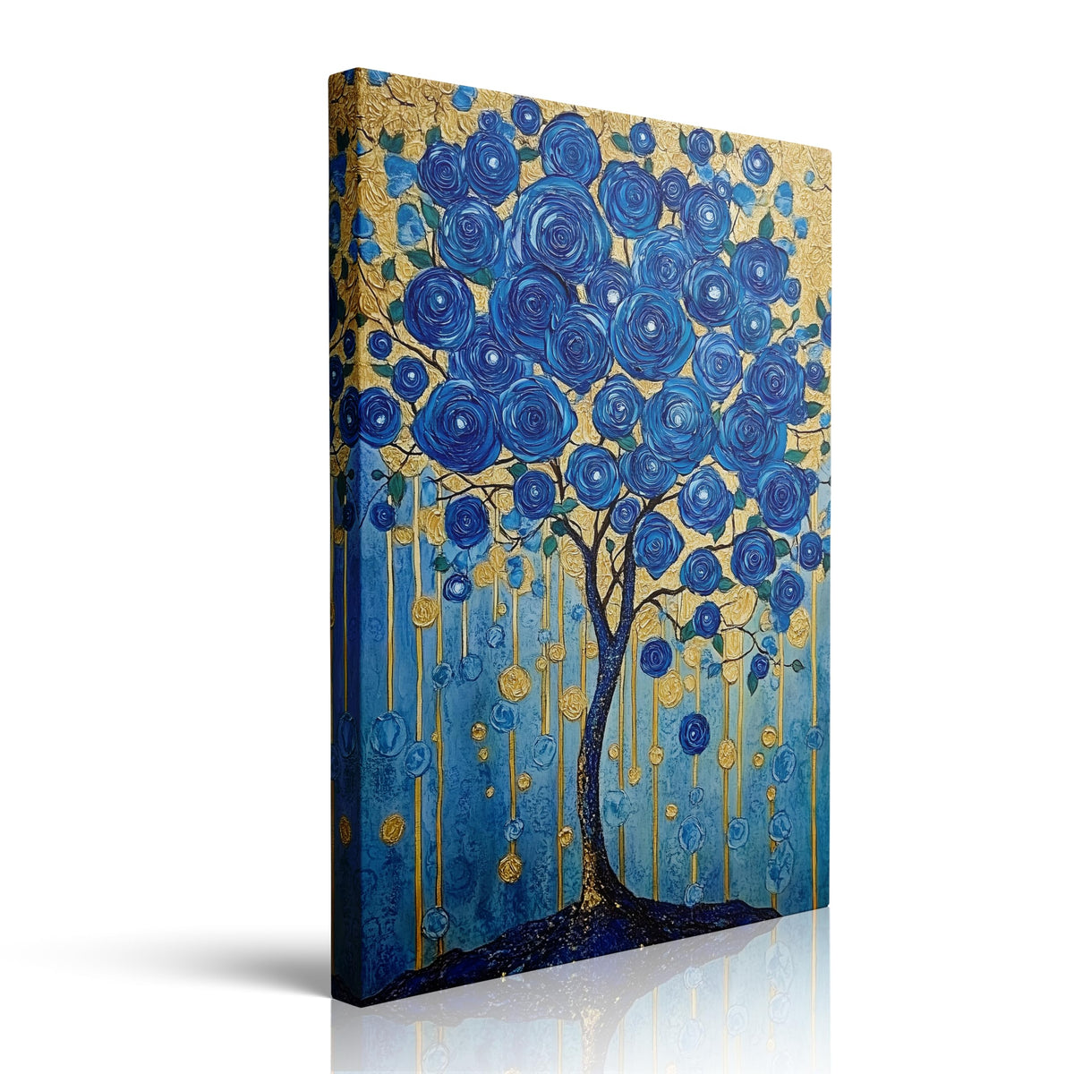 Abstract Blue Rose Canvas Wall Art Framed Tree Botanical Decor 16x24 Inch (Blue Tree (Wrapped Canvas) / 24"L x 16"W)