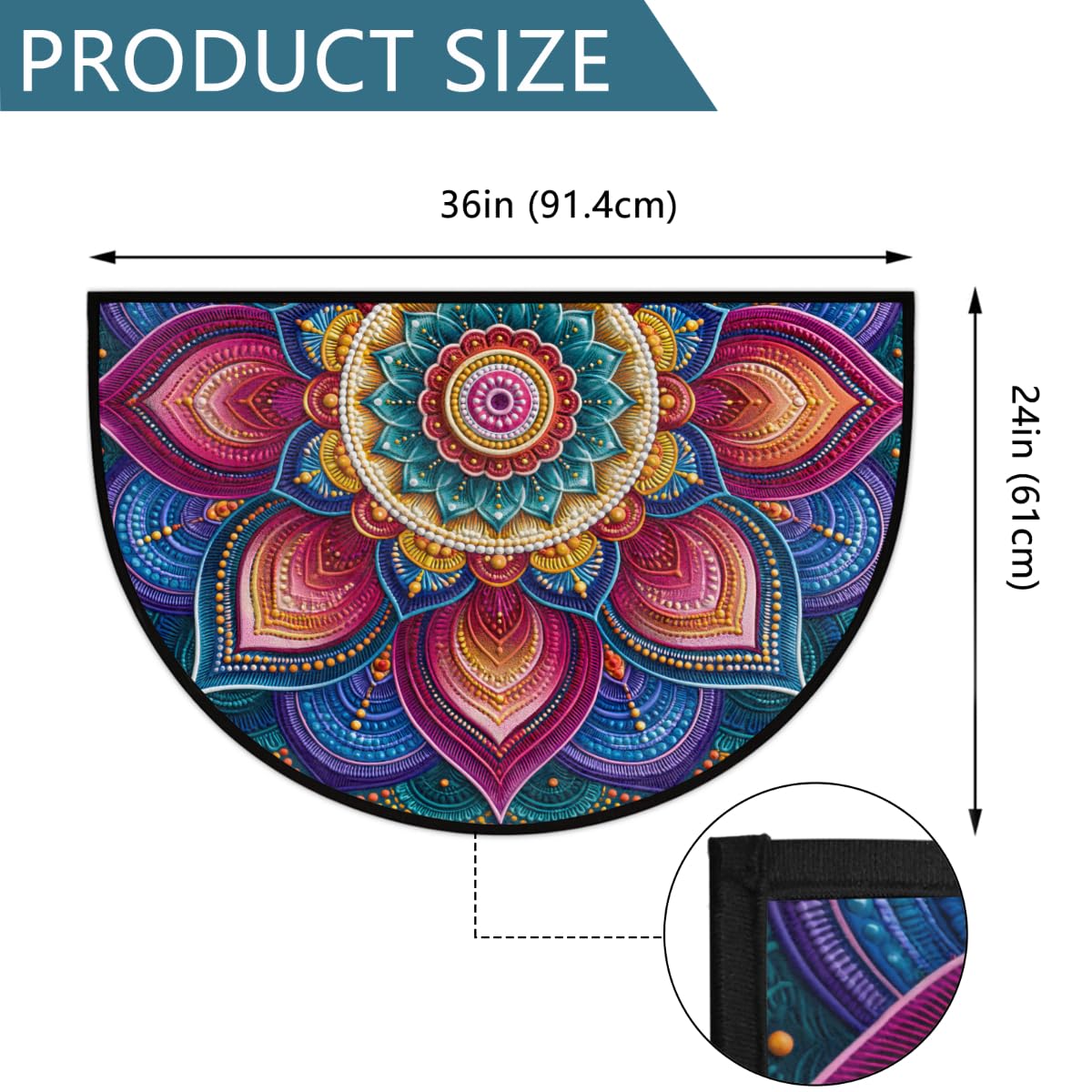 Flower Half Round Rug Half Moon Door Mat Half Circle Rugs (B:d-color 1)