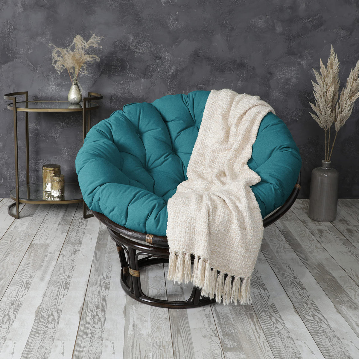 Tufted Papasan Cushion (Seafoam / 44 in x 44 in x 4 in)