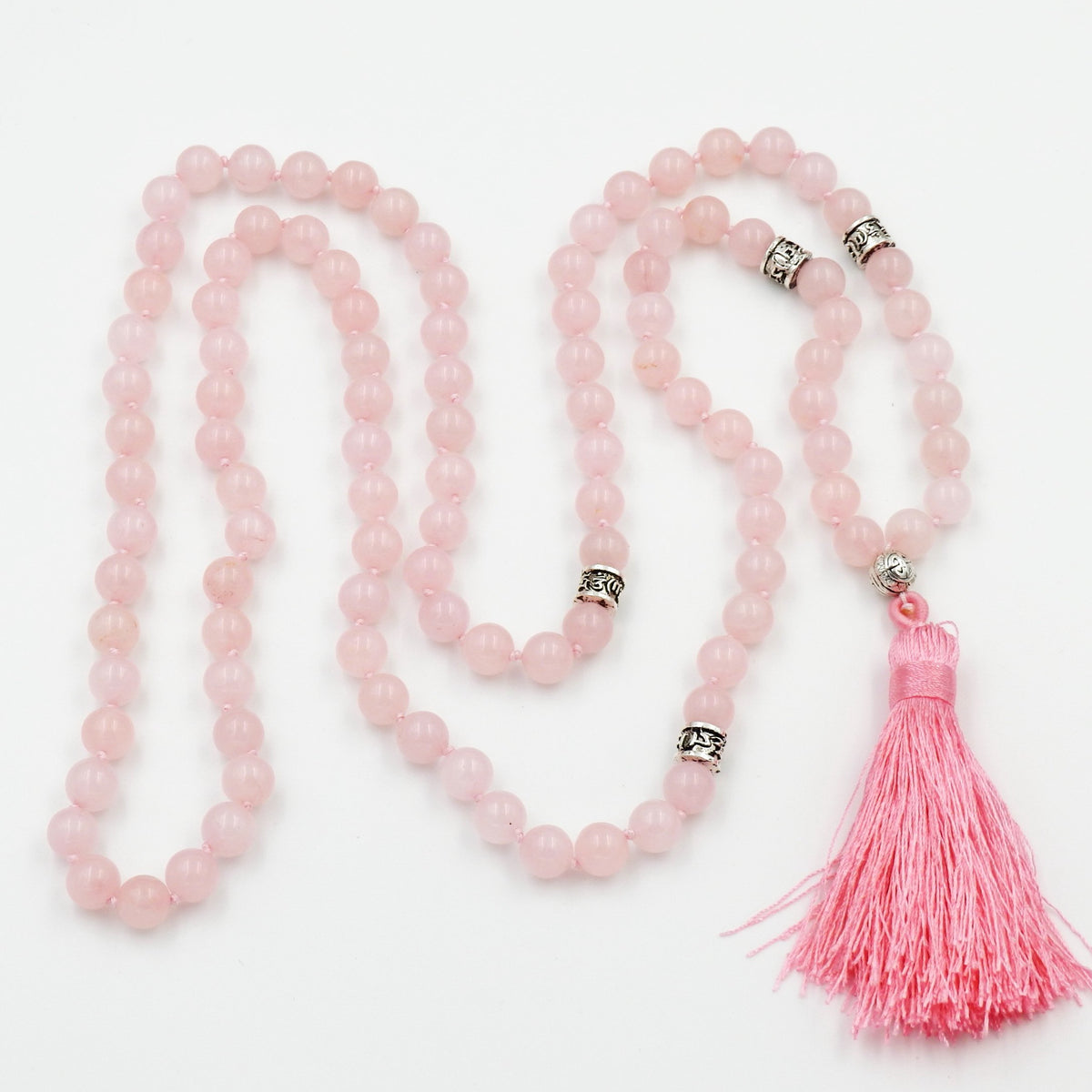 mala beads necklace for women man (rose quartz)