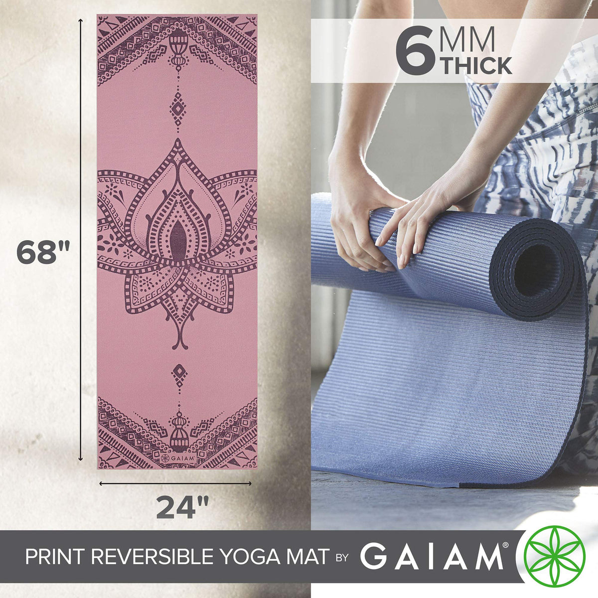 Reversible Yoga Mat (Inner Peace Lotus)
