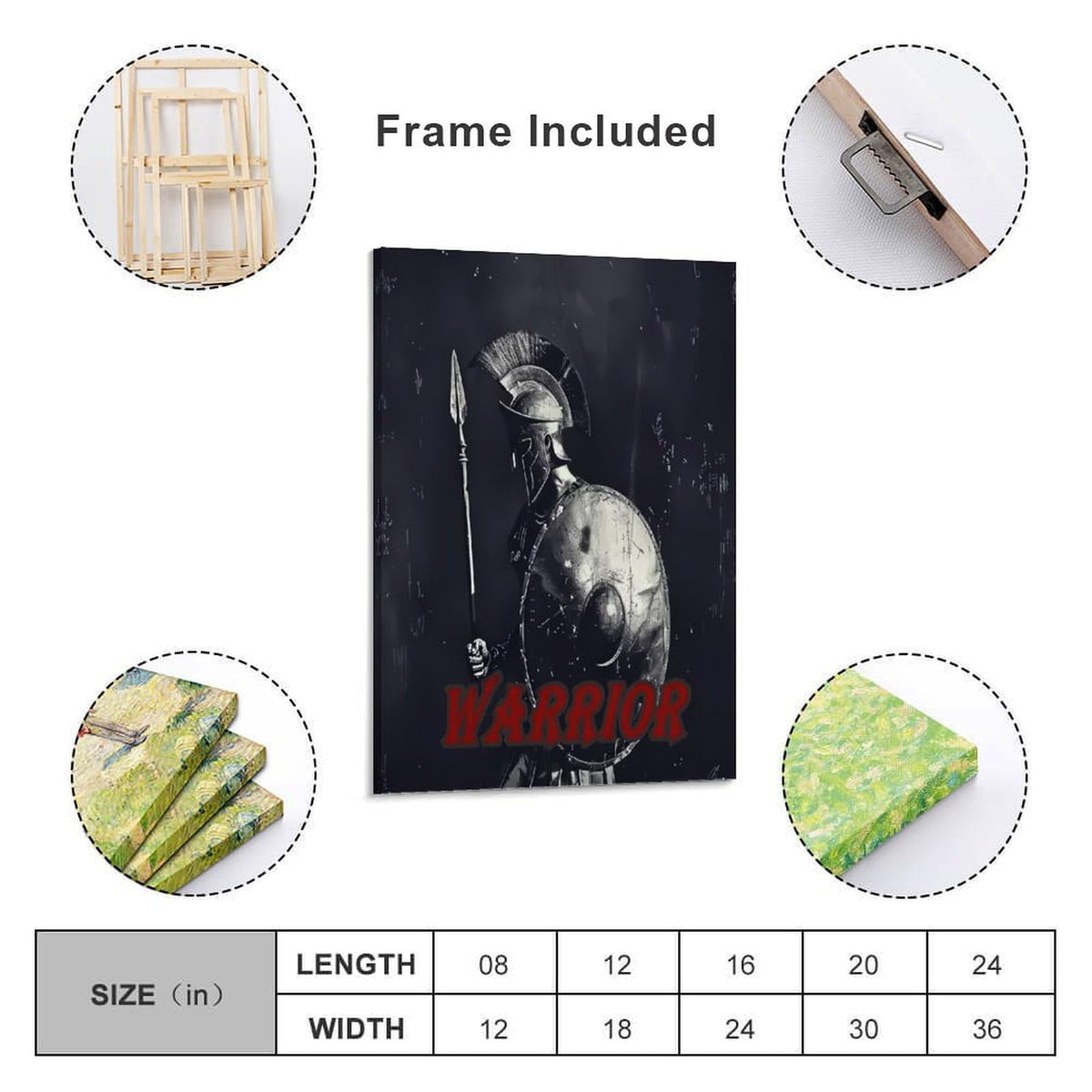 Warrior Spartan Art Poster Canvas Printing Wall Art Prints Wall Decor Posters Ancient Greek Soldier Helmet Shield Spear Battle Style Dark Blue Living Room Bedroom Office Gym Decor 20x30inch (style-5 / 20x30inch(50x75cm) Frame)