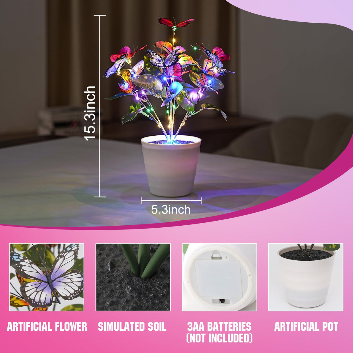 Colorful Butterfly Lamp Decor Gifts for Women Mom Her Daughter Girl Friend (Butterfly)