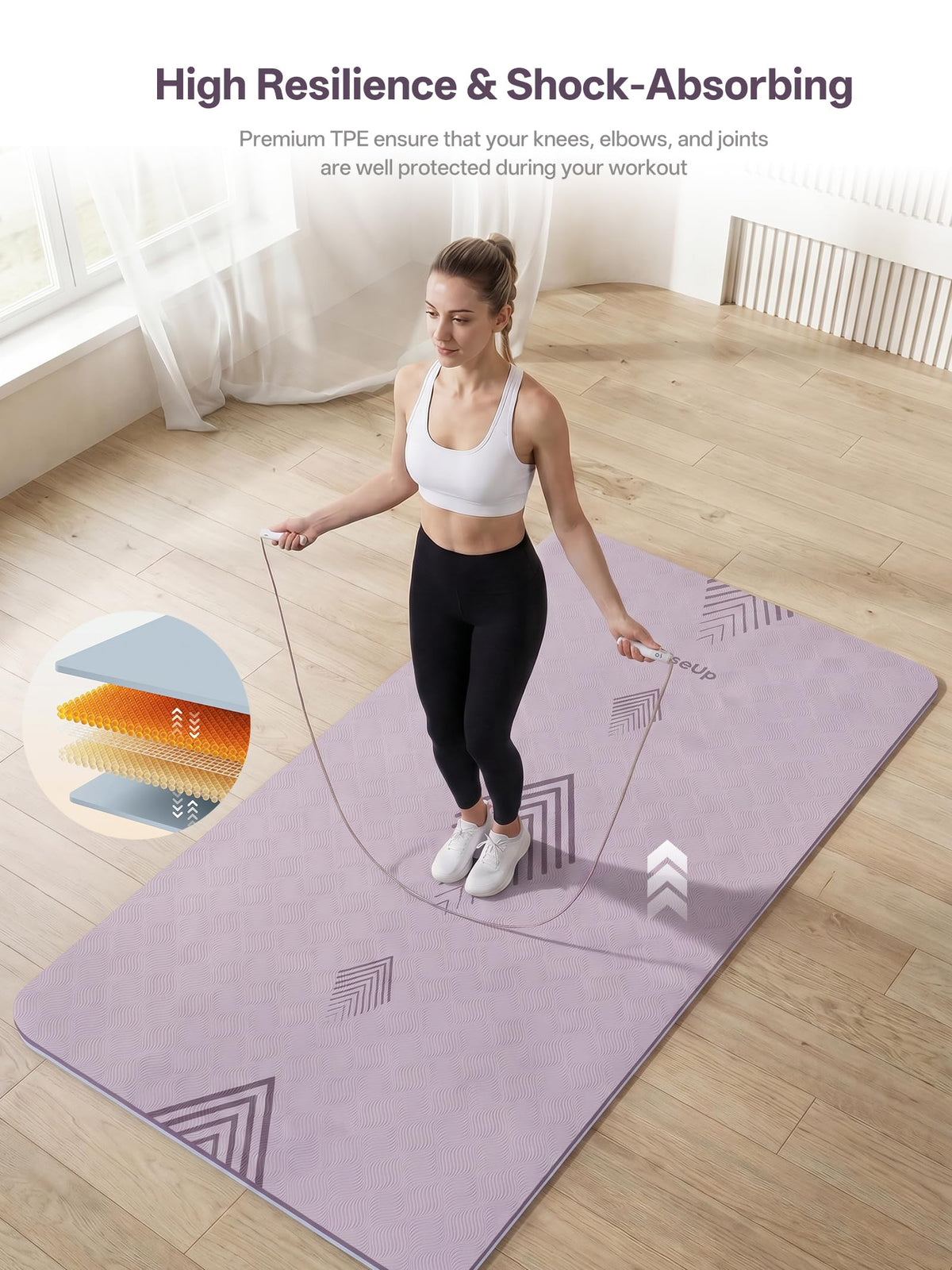 Large Yoga Mat 73x35.5x0.4" (Dusty Purple)