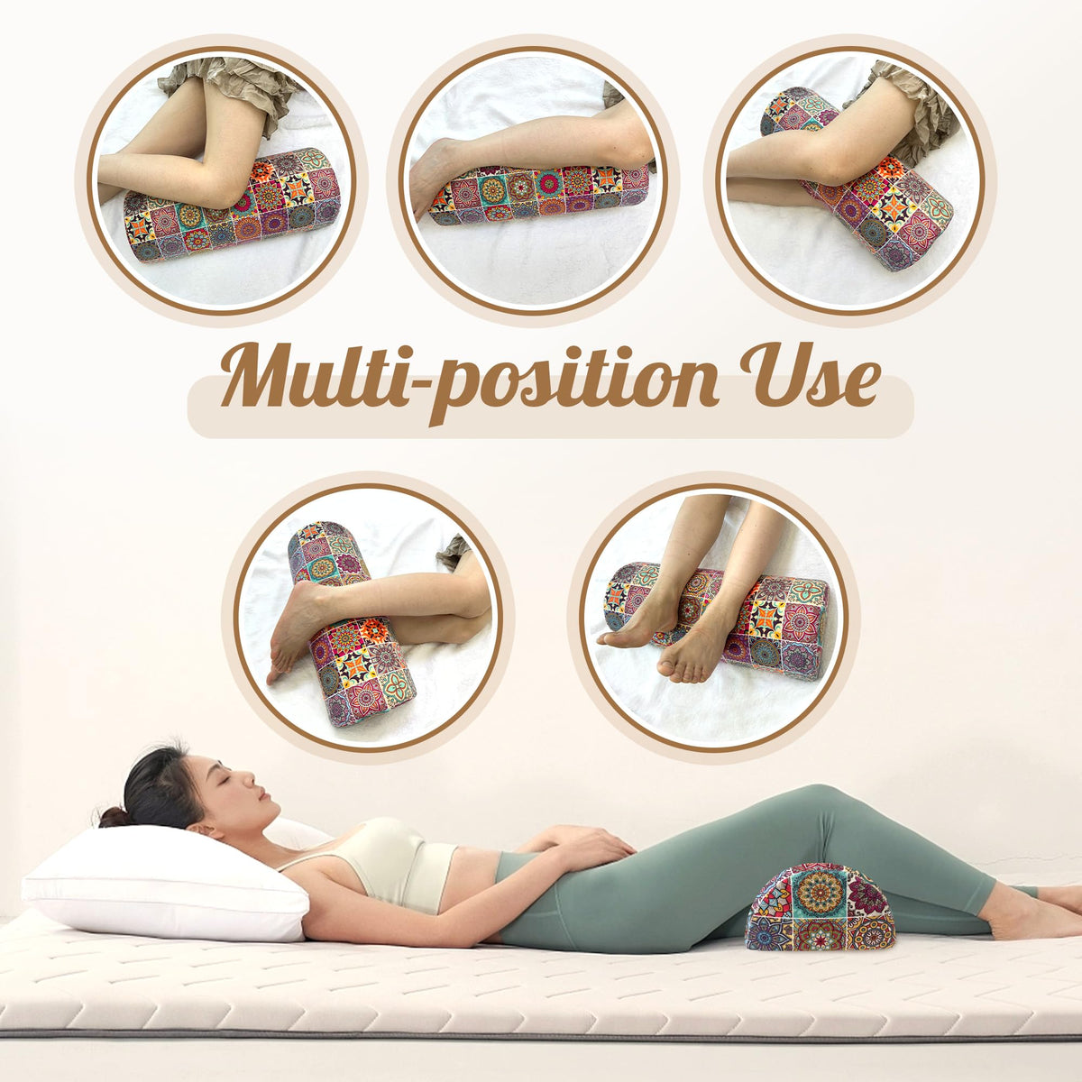 Knee Pillow for Back Sleeping (Beige)