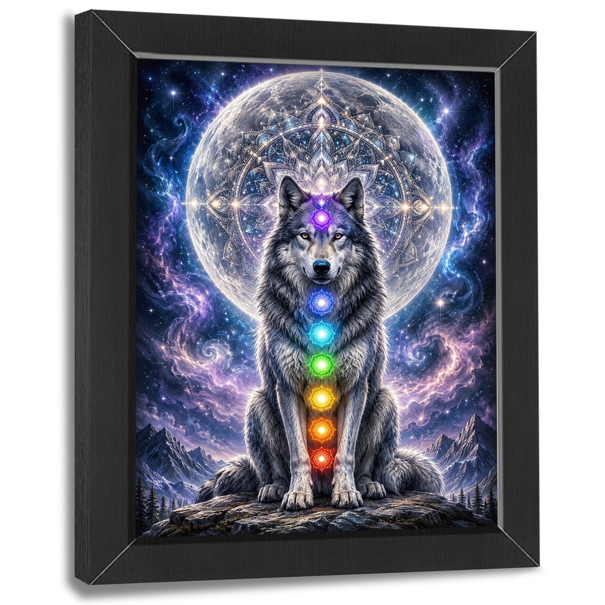 Wolf Moon Decor Wall Art (Wall Art Framed 28 / 24"L x 16"W)